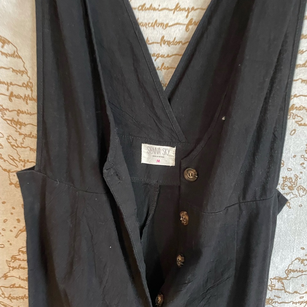 Black Linen Overalls